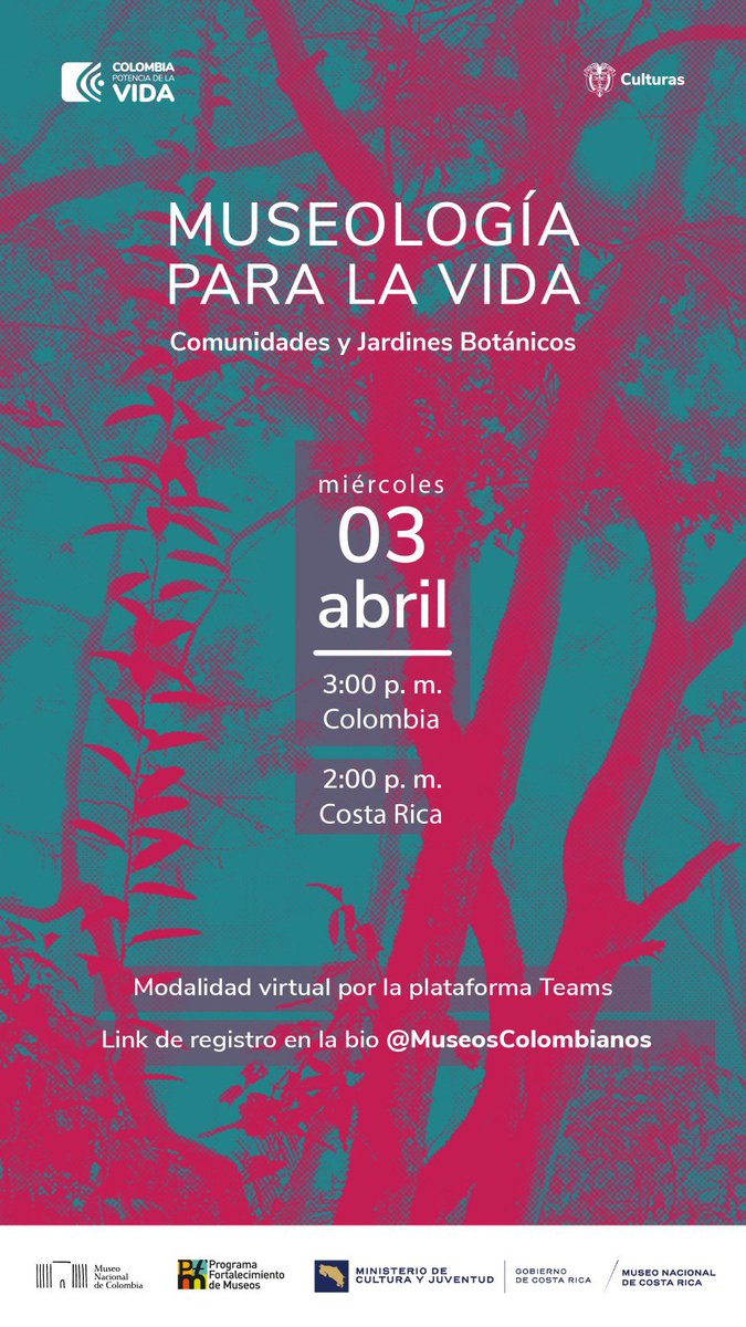 PFMuseosCol's tweet photo. Les invitamos a participar hoy a las 3:00 p.m en el conversatorio: Museología para la vida: comunidades y jardines botánicos 🍀🦋 en el siguiente link: https://t.co/xhFueyfSKI

¡🪷Les esperamos para que conversemos sobre las valiosas experiencias de Costa Rica y Colombia! https://t.co/GHLeXHs7XS
