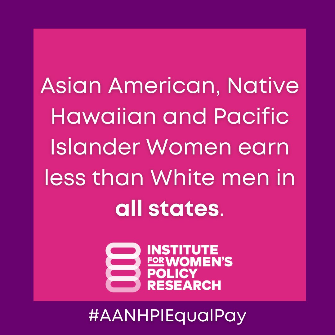 A national disgrace—whether they lived in a state with a high or a low AANHPI population, AANHPI women were paid less than White men in every state. Learn more from @IWPResearch at the link #AANHPIEqualPay #EqualPayNY