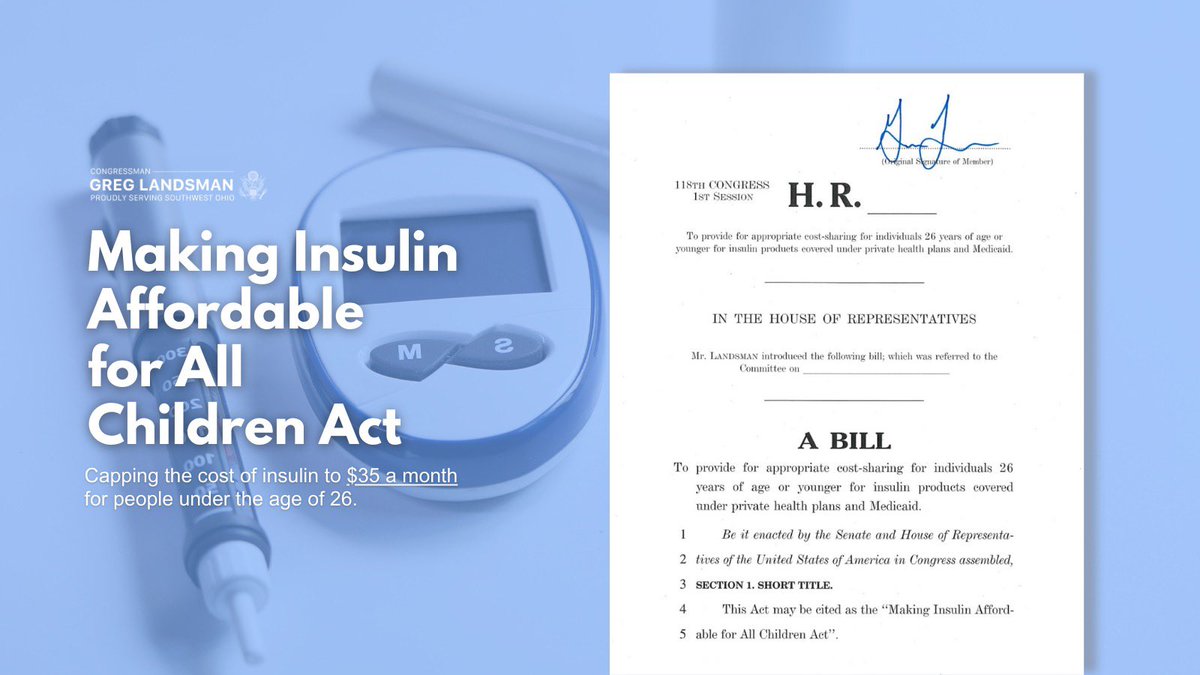 In SW Ohio, 75,000 people live with diabetes and 25,000 require insulin shots daily. We introduced a bill to cap the cost of insulin for children to $35. Parents need relief, and children deserve the healthcare they need to live their lives as every child should.