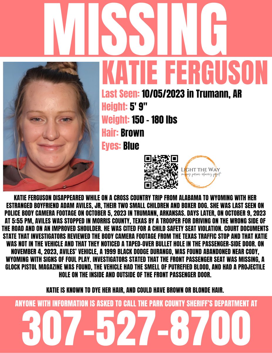 #AdamAviles Jr has been identified as a PERSON OF INTEREST in the disappearance of #KatieFerguson, who   was last seen in Trumann, #Arkansas on October 5, 2023.  

Please call the Park County Sheriff’s Office with any information at 307-527-8700 #TipTuesday