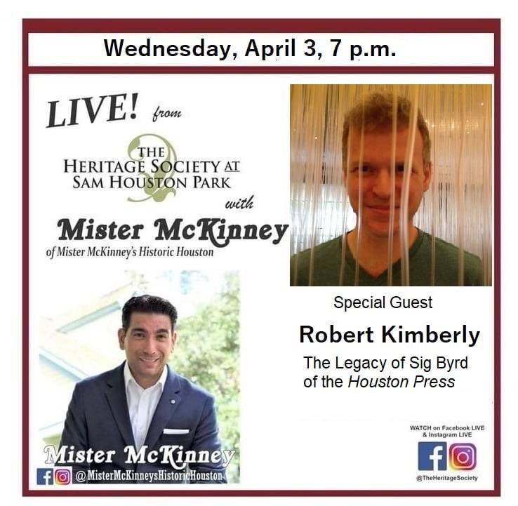 Be sure to WATCH “LIVE from The <a href="/heritagesociety/">The Heritage Society</a> w/ <a href="/mistermckinney/">Mr. McKinney</a>” featuring #TheSigByrdDigitalArchiveProject founder #RobertKimberly TONIGHT at 7pm on <a href="/McKinneysHOU/">Mister McKinney's Historic Houston</a> 📱💻 #FacebookLIVE 💪 and #THSInstaLIVE