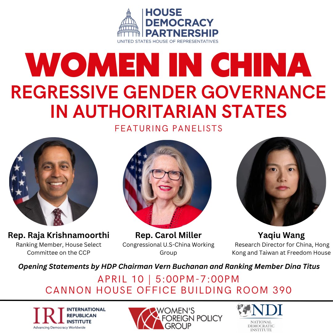 Join HDP and @wfpg on April 10 for a panel on 'Women in China: Regressive Gender Governance in Authoritarian States' at 5PM! RSVP here: eventbrite.com/e/women-in-chi…