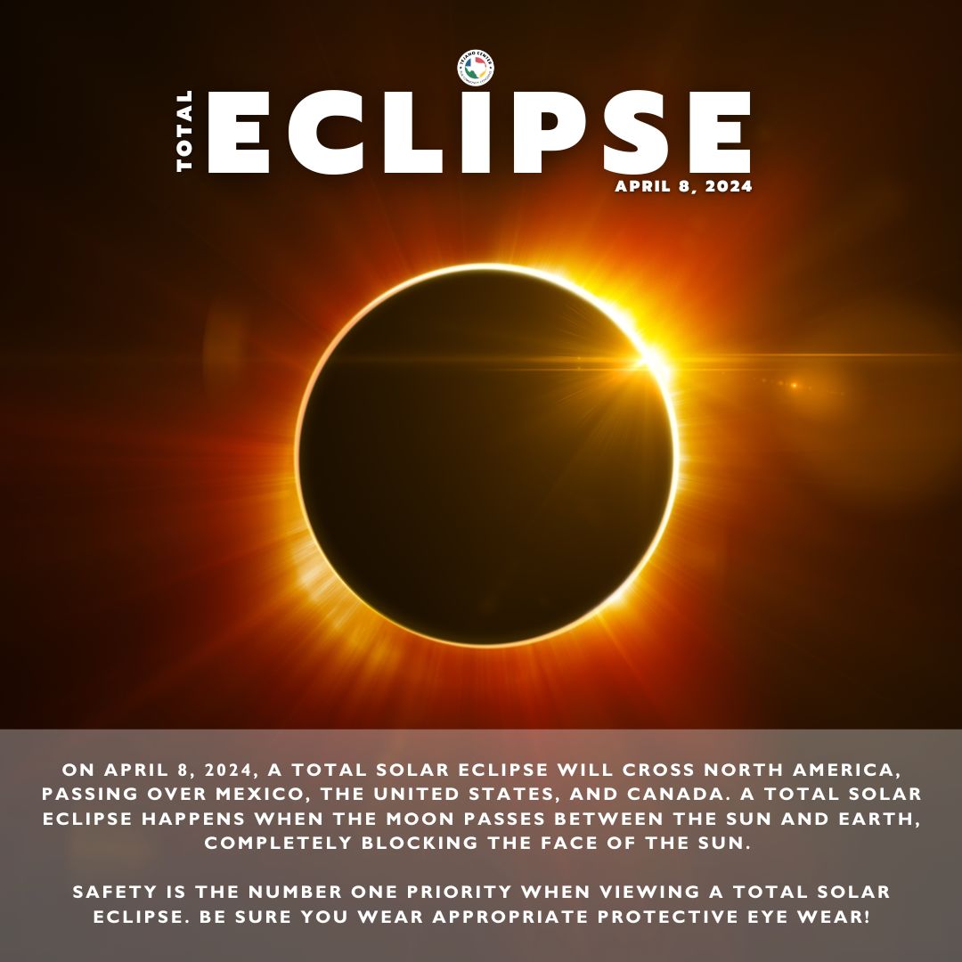 🌞🌑 Get ready to witness nature's breathtaking spectacle! 🌌
 Mark your calendars for April 8, 2024, for the upcoming total solar eclipse! 🌟 
 
Remember to wear appropriate protective eye wear and to not look at the sun directly!
More Info: science.nasa.gov/eclipses/futur…