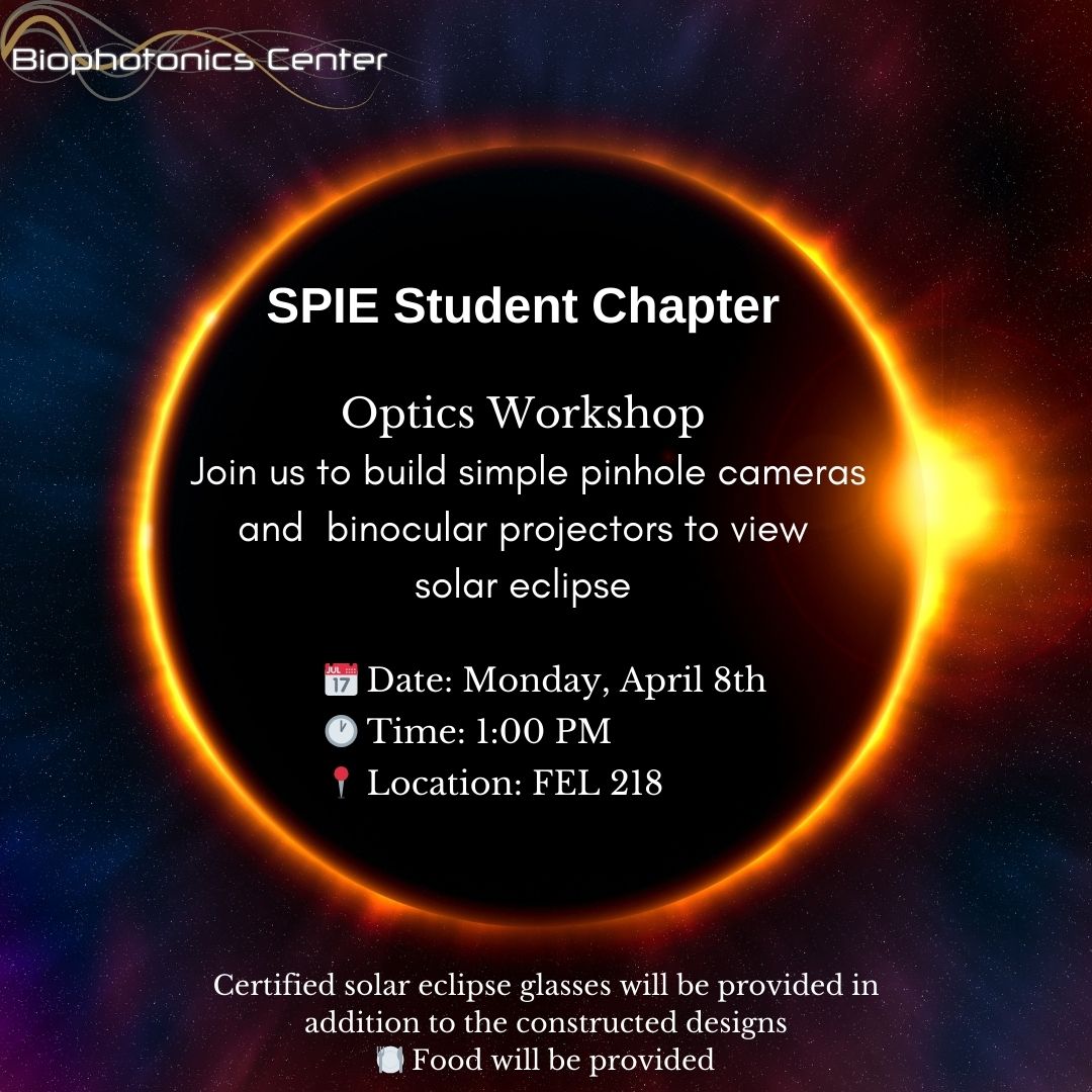 Don't miss this unique opportunity to learn, create, and witness the magic of the eclipse firsthand! Mark your calendars and see you there! Vanderbilt SPIE student chapter organizes Optics workshop #OpticsWorkshop #EclipseViewing #STEMeducation 🚀🔭