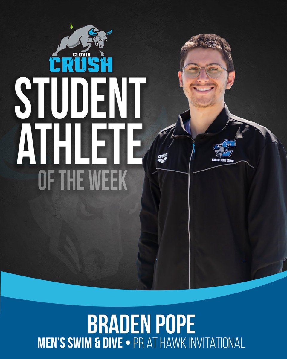 Saluting our newest ⁦@Crush_Athletics⁩ SAOTW, Braden Pope from ⁦@CCCaquatics⁩! Braden pulled off a grueling 1650y Free / 500y Free double at the Hawk Invitational and set personal bests in both events! 🫡 #VamosCrush