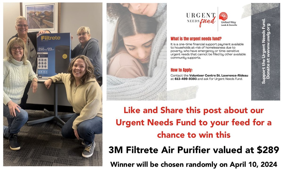 Visit our facebook page for a contest we are running to win a 3M Filtrete air purifier. Visit here: facebook.com/UnitedWayLG/po…