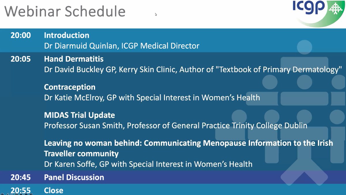 Welcome to GP members and @PracticeNurses on tonight's monthly Wednesday webinar. Wide range of subjects and updates. Registration link in email.