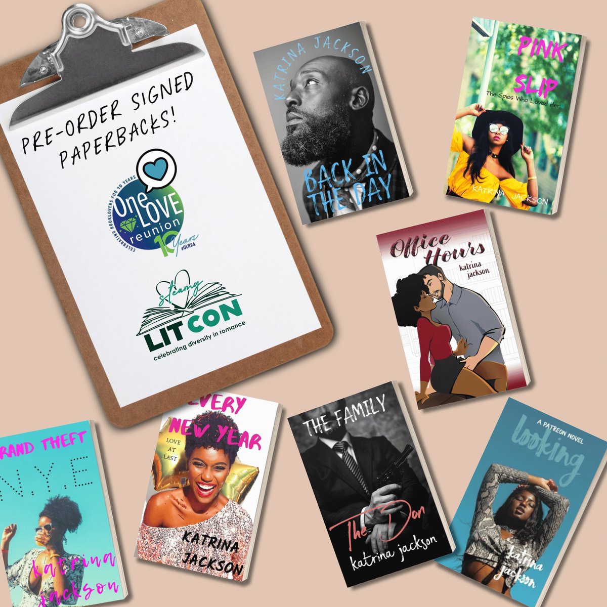 Going to One Love Reunion or Steamy Lit Con this summer? My bookstore is now open, and if you'll be seeing me, you can pre-order signed copies for pickup! katrinajacksonauthor.com/seaportpress