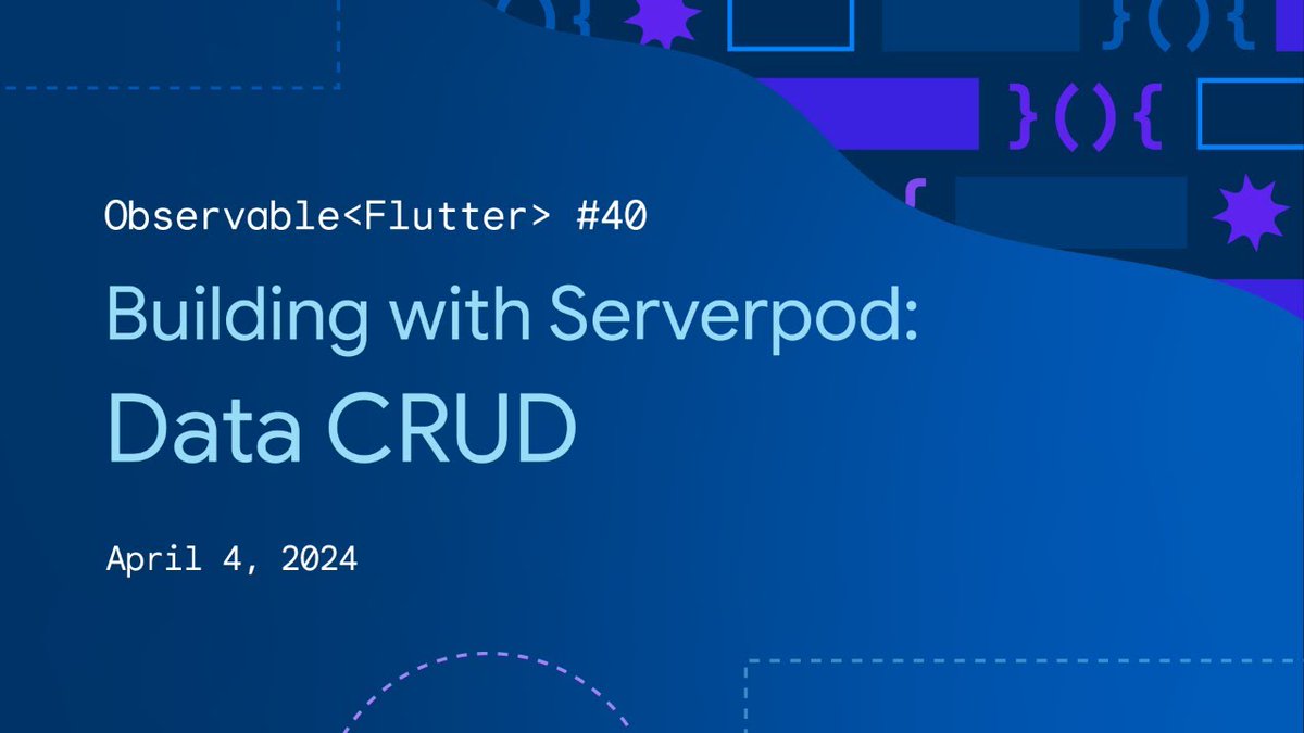 🎥 Join us for this week’s #ObservableFlutter! → goo.gle/4alCeXb

@craig_labenz will continue working on the data layer in his social media app, Chirpy, built with Flutter and @ServerpodDev.

See you tomorrow at 9am PT! 👋