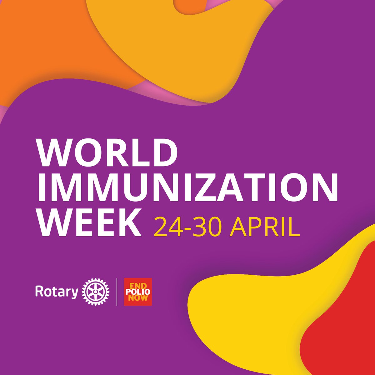 Save the date 💜 📌: World Immunization Week 2024 📅: 24-30 April 🔗: on.rotary.org/4azrF2E Vaccines are a cornerstone of public health and our fight to #EndPolio is proof that vaccines work. Join us in promoting the power of vaccines to protect children and save lives.