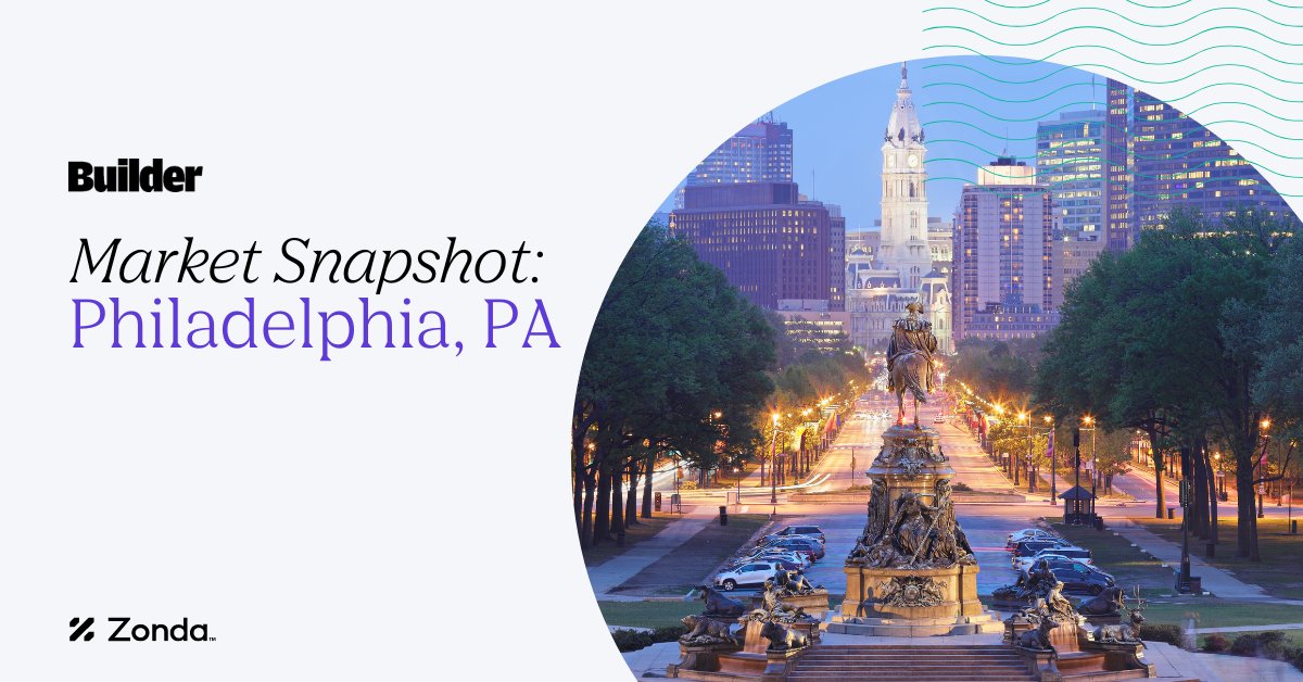 📈 Local Market Snapshot: Philadelphia, PA ➡️ Dive deeper on Builder: bit.ly/3xid2Cu ➡️ Get more information about Philadelphia or your local housing market with Zonda's complimentary Market Snapshots: bit.ly/3ZqYZDw