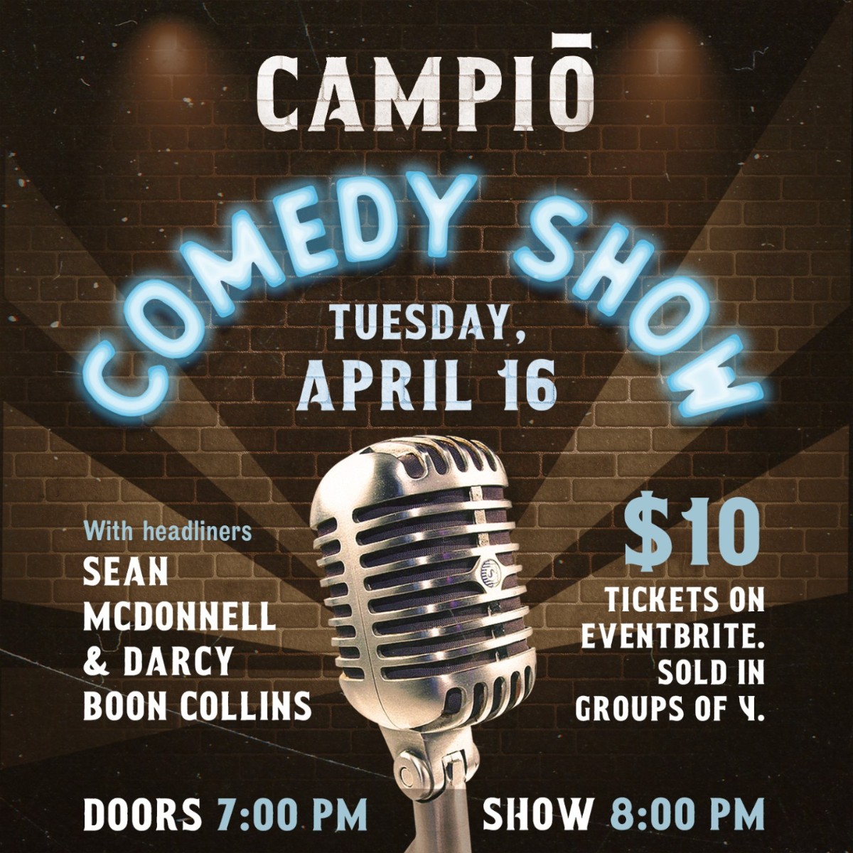 Join us for a good ol' fashioned laugh at the Campio Comedy Show! Tickets are available here: brnw.ch/21wItZp Get yours before they're gone!