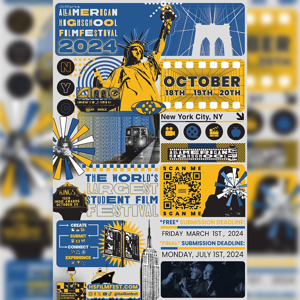 Our 2024 Classroom Posters for the AAHSFF and the NYC Film Invitational are now available. Secure your posters today and bring the spirit of filmmaking into your classroom: hsfilmfest.com/classroom-post… (link in bio)
