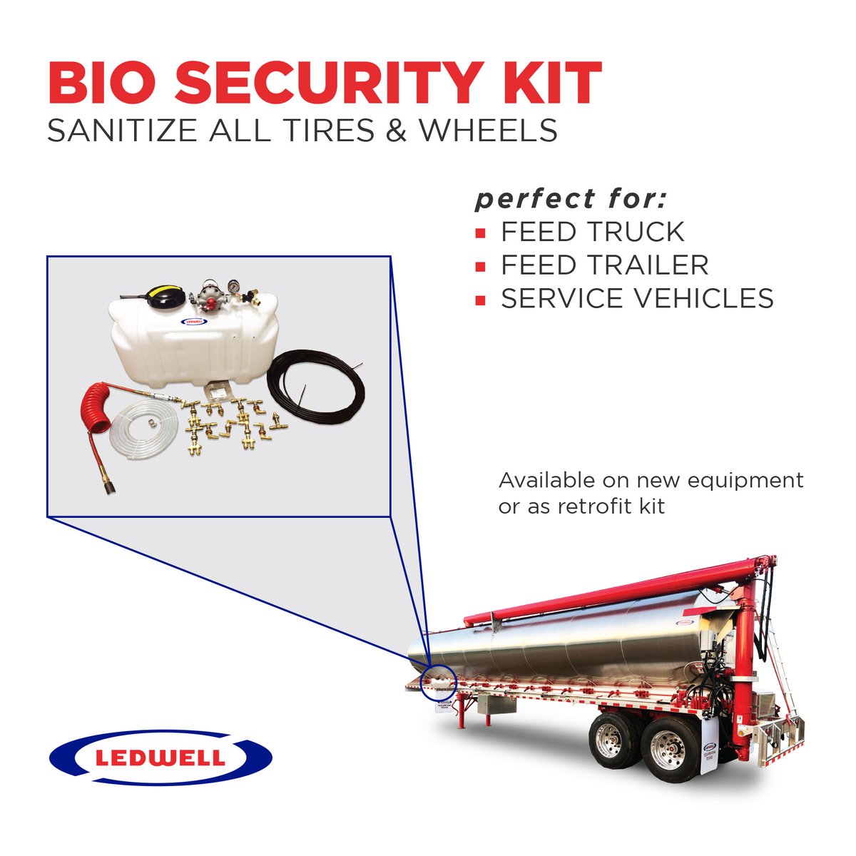 Invest in a Ledwell Biosecurity Kit to protect production! Any Ledwell Feed or Service Equipment, new or old, can be fitted with a Biosecurity Kit.

#ledwellmade #biosecurity #bulkhaul