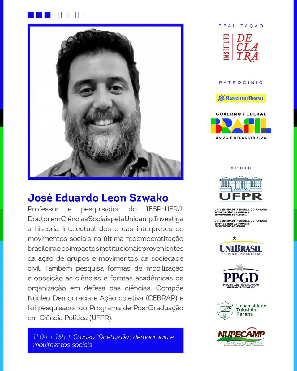 O evento contará com a participação do pesquisador José Szwako, do Núcleo de Democracia e Ação Coletiva do Cebrap.