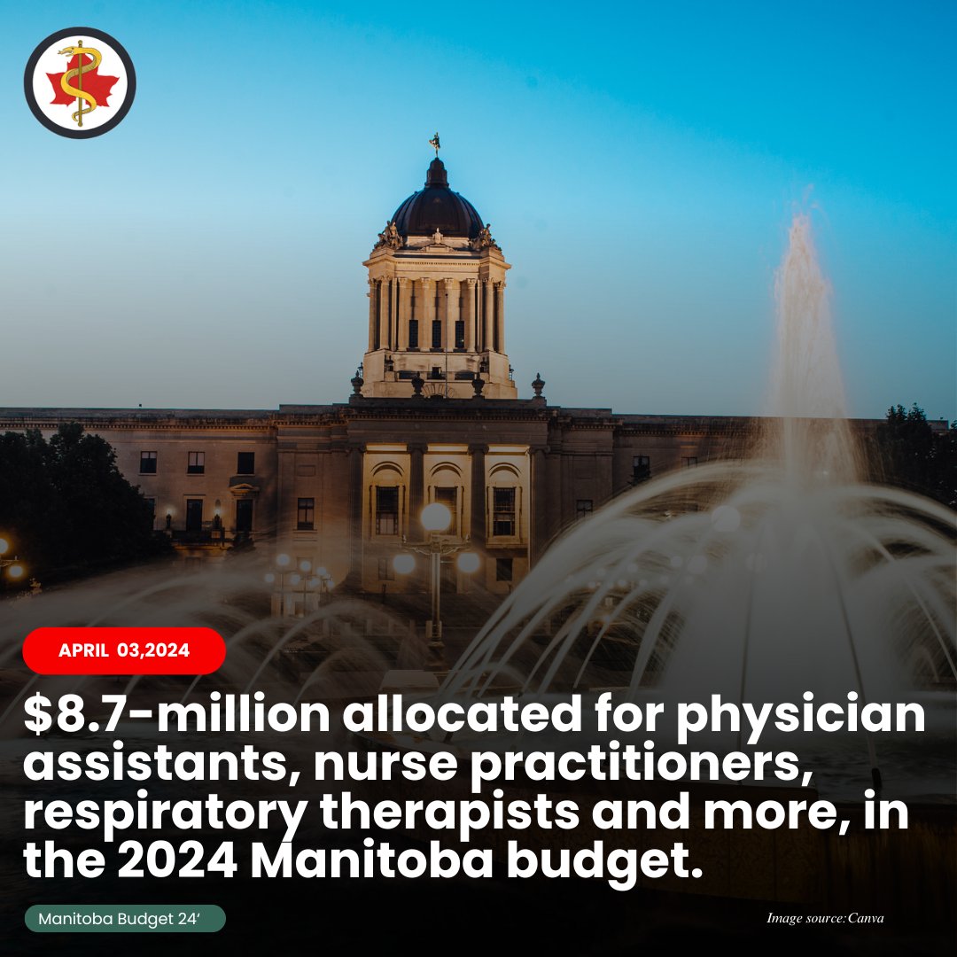 Manitoba's 2024 budget allocates $8.7 million for physician assistants, nurse practitioners, respiratory therapists, and more. Funding aims to double training seats for physician assistants! Learn more in the Manitoba Budget 2024: bit.ly/3U5qLFH