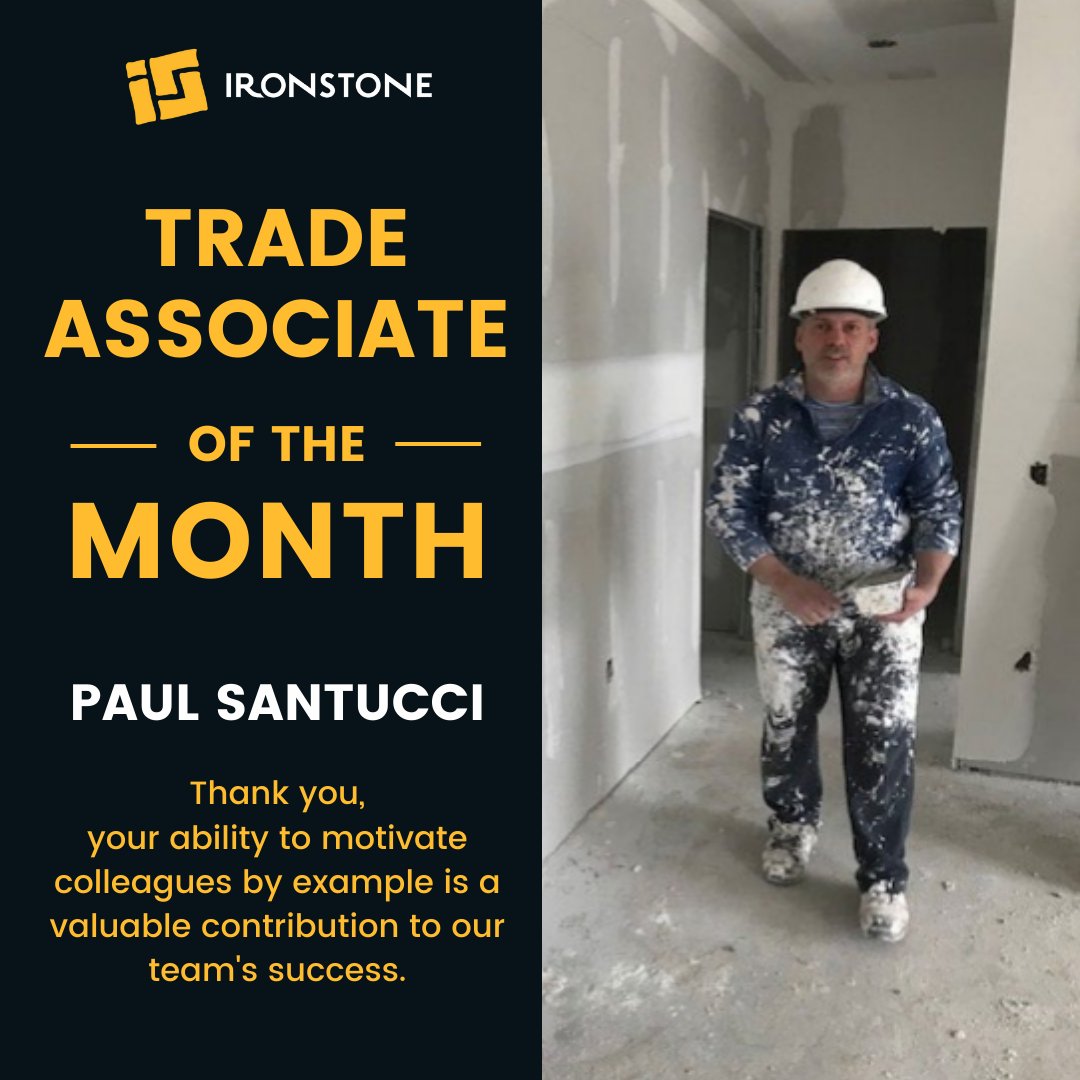 Congratulations to Paul, our Trade Associate of the Month. Paul is a hardworking and reliable team member who ensures that the site is secure, even when working late. Thanks, Paul, for helping Ironstone build strong communities. #TeamWork #IronstoneBuilt