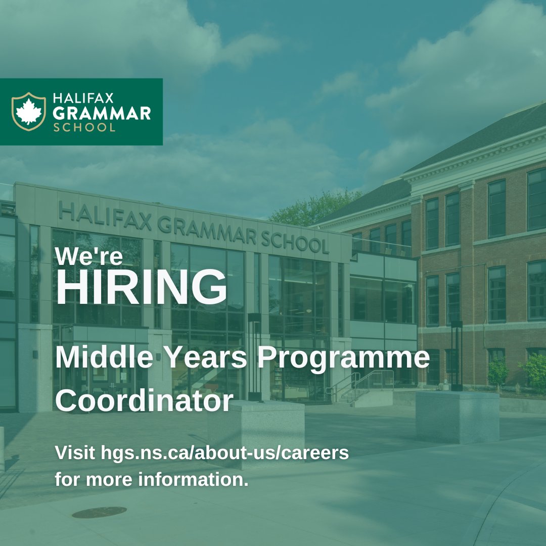 Join the Grammar Community! At Grammar, we believe it takes a team of passionate and dedicated faculty and staff to inspire the next generation of leaders. For more information and to apply, visit hgs.ns.ca/about-us/caree… #HalifaxGrammar #halifaxjobs #halifaxcareers