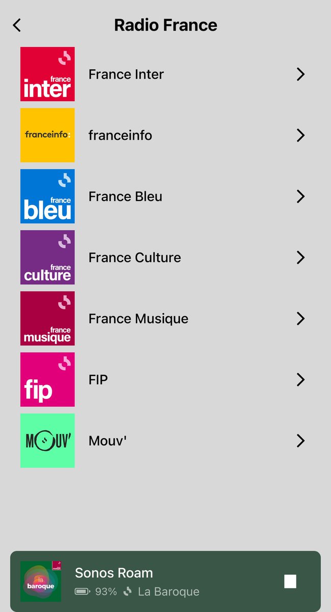 ‼️‼️‼️‼️‼️‼️ L’app ⁦@radiofrance⁩ est arrivée ⁦@Sonos⁩ dans les services musicaux. Enfin débarrassé ⁦@tunein⁩ et de ses pubs placées obligatoires placées avant le début du streaming ‼️‼️‼️‼️