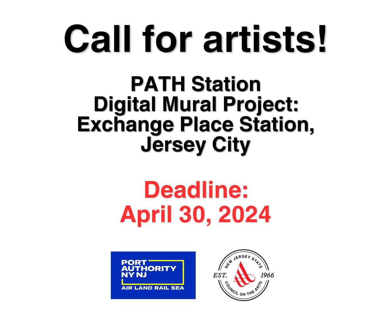 Public art opportunity: This call is for designs for vinyl murals that will be displayed at @PATHTrain's Exchange Place Station in @JerseyCity. See eligibility and selection criteria in the call for full details. Learn more: artist.callforentry.org/festivals_uniq… 

#NJPublicArt #NJarts @PANYNJ