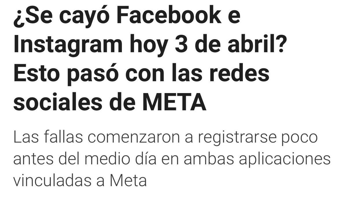 morshey's tweet photo. Las redes sociales asociadas a Meta, Instagram y Facebook corrieron la misma suerte que WhatsApp y sufrieron una caída que impidió que usuarios pudieran ingresar a ambas aplicaciones.
Fue cerca del mediodía de este miércoles que ambas redes sociales comenzaron a presentar fallas. https://t.co/vaWRL44lVn