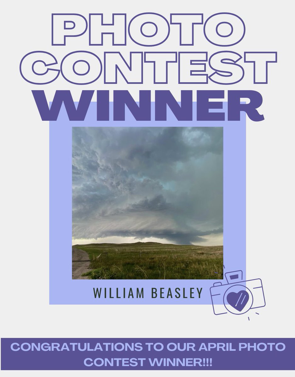 Our April Photo Contest winner is… William Beasley! William took this photo in Ellsworth, Nebraska! ☁️📸 Thank you to everyone who submitted photos for this month’s contest! Be sure to lookout for our upcoming May Photo Contest post!