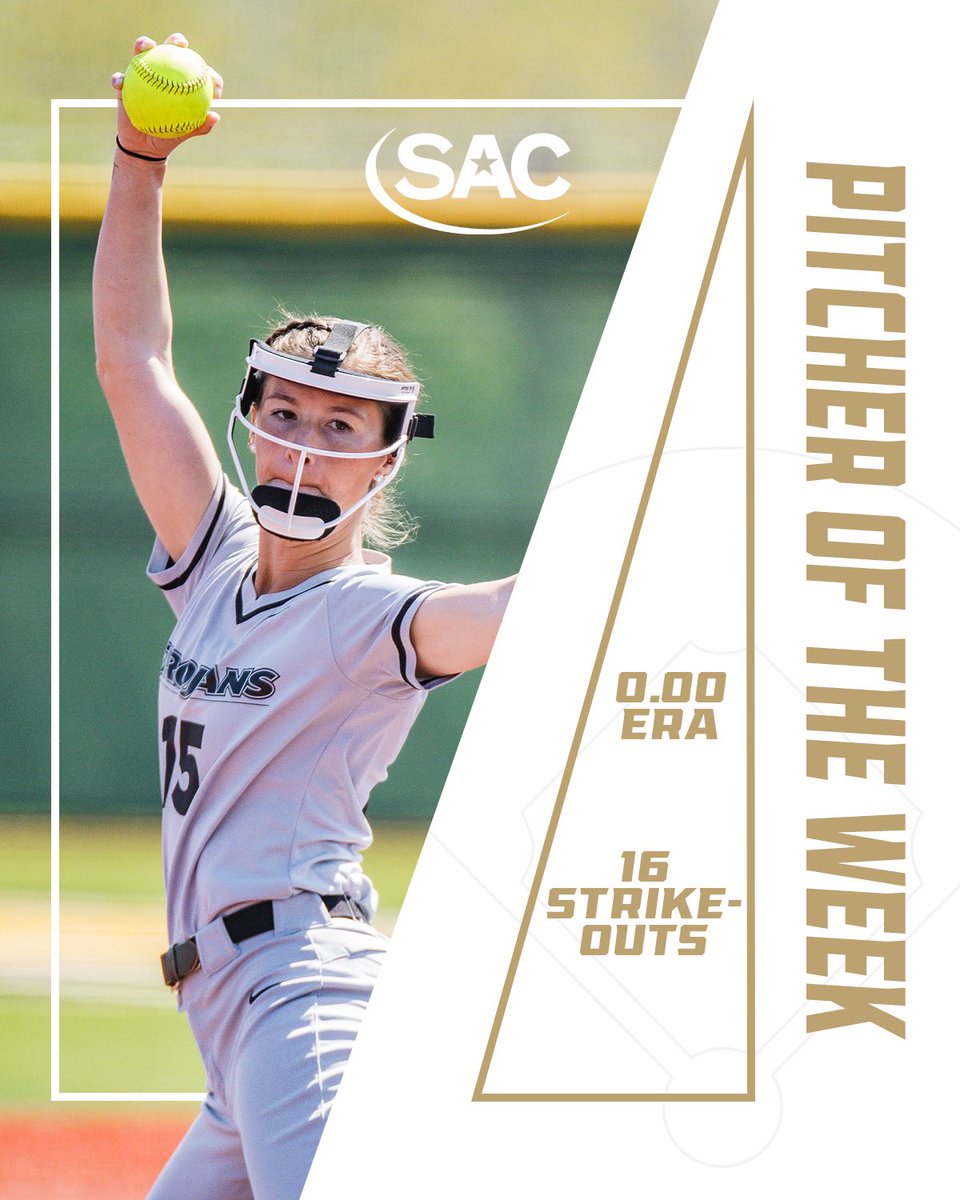 AUtrojanssb's tweet photo. Congratulations to @laken_maxwell15 for being named SAC Pitcher of the Week for the second week in a row!

#GoTrojans | #TrojanArmy https://t.co/luVZfCtrVx