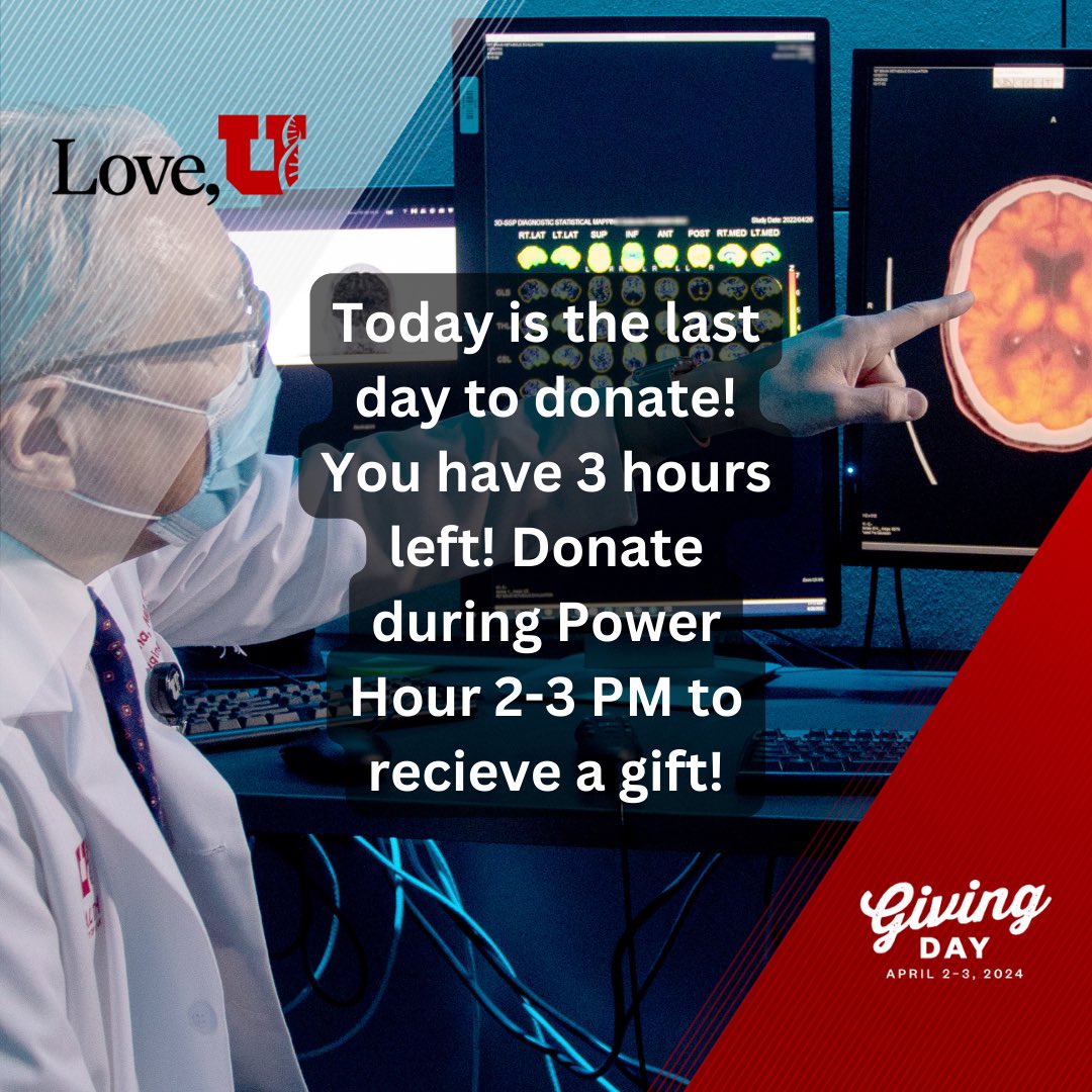 We are so grateful for all the love and support we have already received! You have 3 hours left to donate! uofuhealth.org/RadiologyGivin… @UofUGiving #LoveU2024