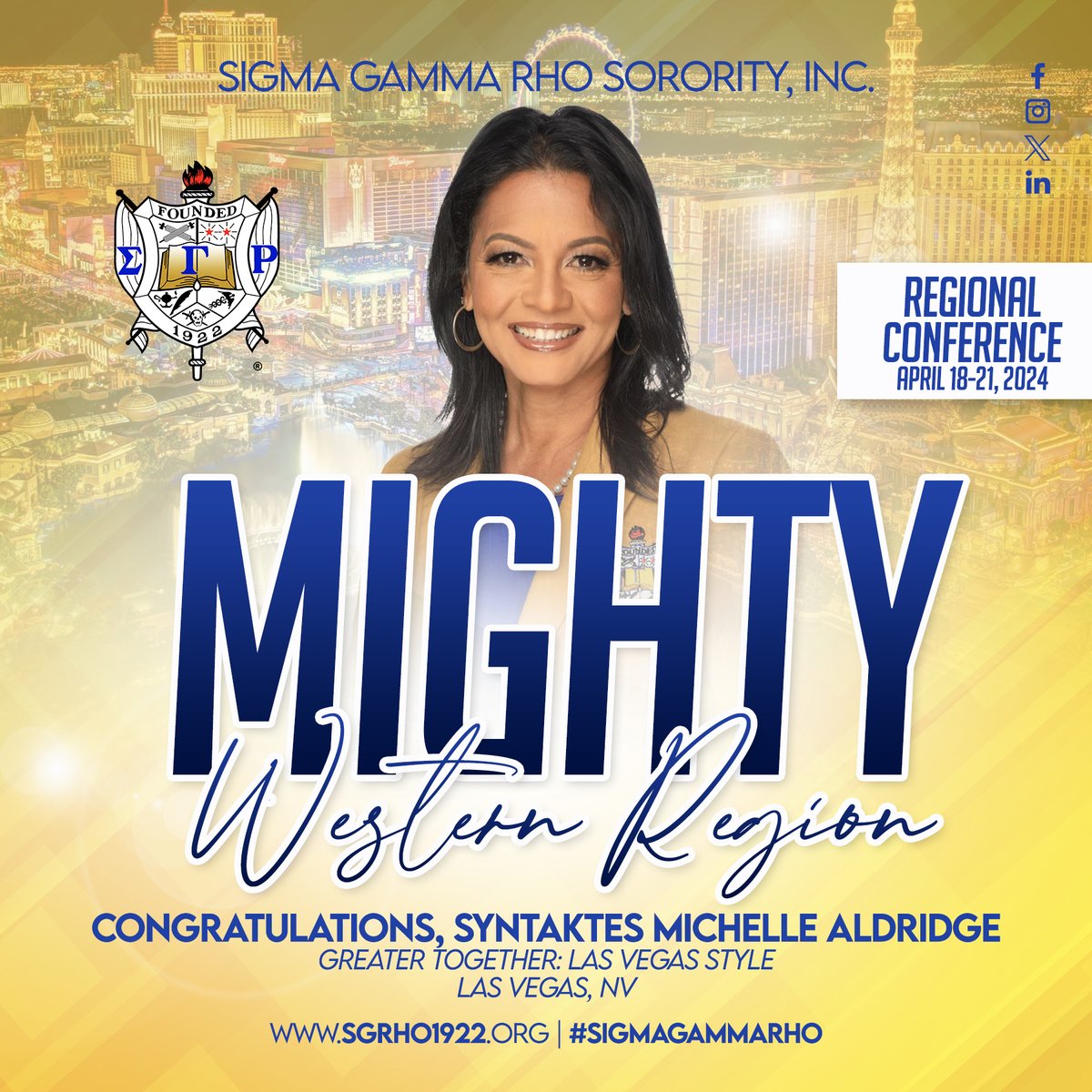 The International Board of Directors & International Corporate Headquarters salute the Mighty Western Region of Sigma Gamma Rho Sorority, Incorporated as they convene for the 2024 Western Regional Conference.