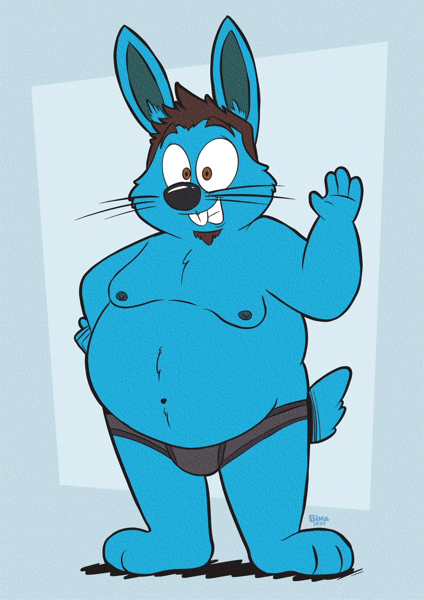 Commission Done for @conezul3739✨ March 20, 2024 - Conezul waving hello with wearing briefs 🤚🐰🩲 Thanks for ordering my commission!✨😊🙏 #fat #furry #anthro #rabbit #waving #hello #briefs #underwear #digital #drawing #art #commission #open