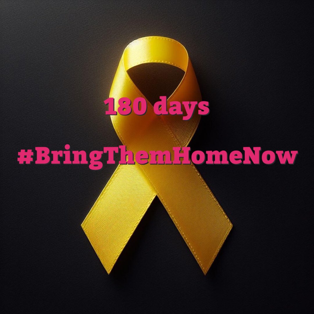 180 days. 134 Israelis have been held hostage by Hamas for 180 days #BringThemHomeNow🎗️