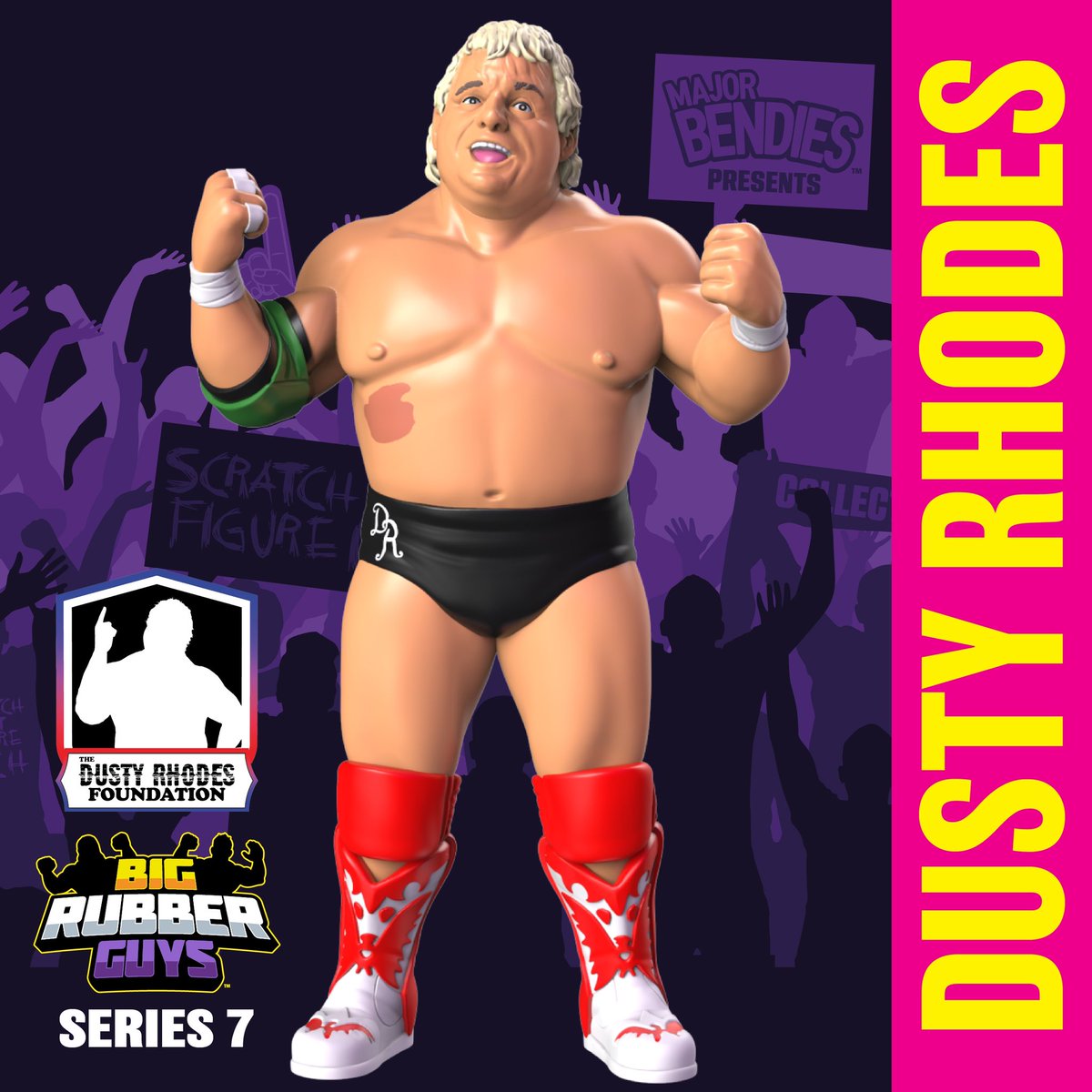 The American Dream has come true and we are making Dusty Rhodes in #BigRubberGuys form! Head to MajorBendies.com to pre-order yours before the window closes at the end of the month. #ScratchThatFigureItch