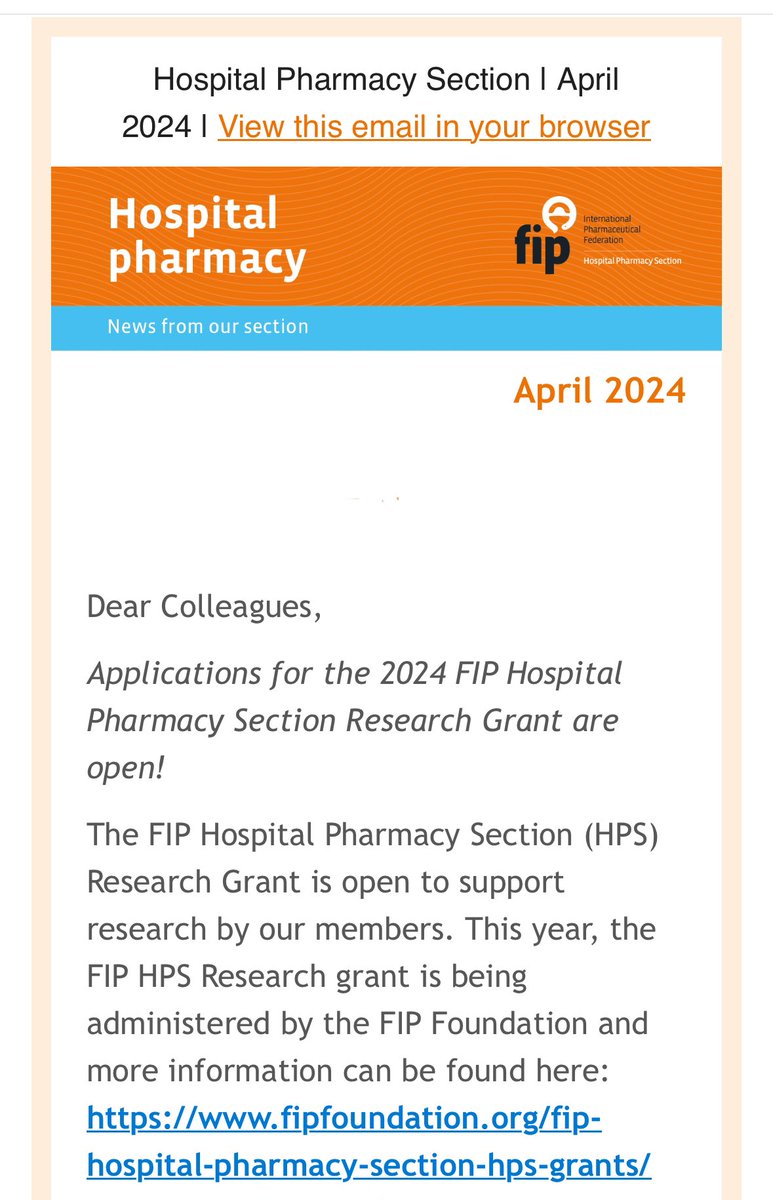 Our #FIP #HPS #Newsletter featuring the 2024 HPS Research Grant is out now! Find out more about the HPS Research Grant here: bit.ly/3vEf3Z5 Sign up for our #newsletters here: bit.ly/3IUY4m0 @FIP_org