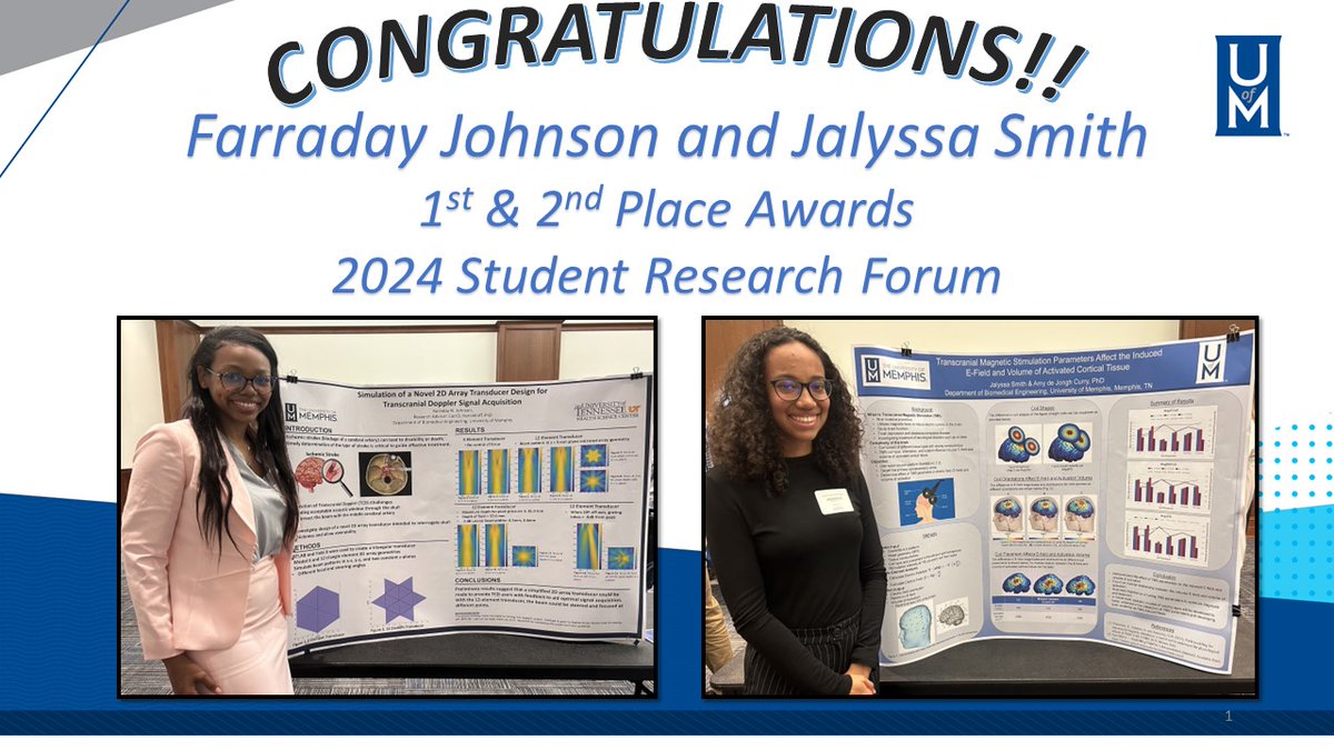 MemphisBME (@memphisbme) on Twitter photo BME UG's take top honors! Farraday Johnson from <a href="/CarlHerickhoff/">Carl Herickhoff</a> for transducer design for doppler signal acquisition & Jalyssa Smith from Dr. Curry's lab on transcranial magnetic stimulation of cortical tissues. thanks <a href="/UofMemphisHonor/">UofMemphisHonors</a> & <a href="/memphisgraduate/">U of M Grad School</a> for hosting! BME UG's take top honors! Farraday Johnson from <a href="/CarlHerickhoff/">Carl Herickhoff</a> for transducer design for doppler signal acquisition & Jalyssa Smith from Dr. Curry's lab on transcranial magnetic stimulation of cortical tissues. thanks <a href="/UofMemphisHonor/">UofMemphisHonors</a> & <a href="/memphisgraduate/">U of M Grad School</a> for hosting!