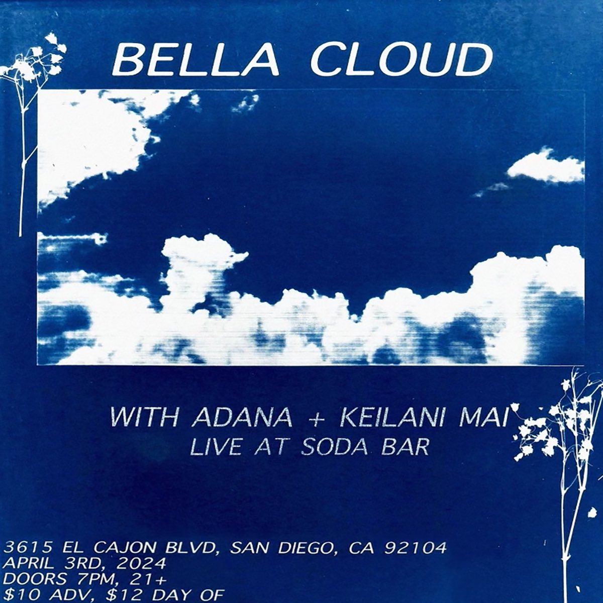TONIGHT – Bella Cloud w/ Adana, Keilani Mai • Doors 7:00 $12 • 🎟: link.dice.fm/bellacloud2024…