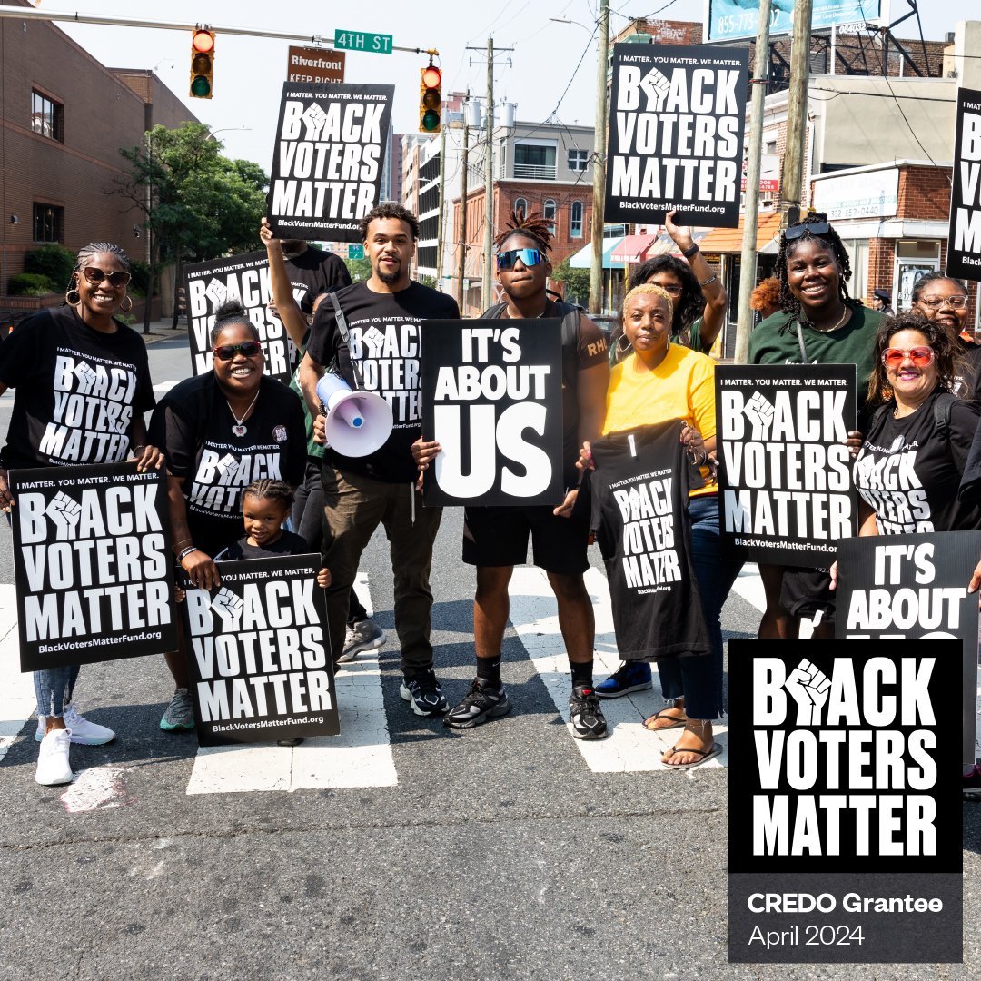 April grantee @BlackVotersMtr’s mission is to increase civic engagement and power building in predominantly Black communities. The org believes that effective voting allows a community to determine its own destiny. Learn more and cast a free vote at credodonations.com.