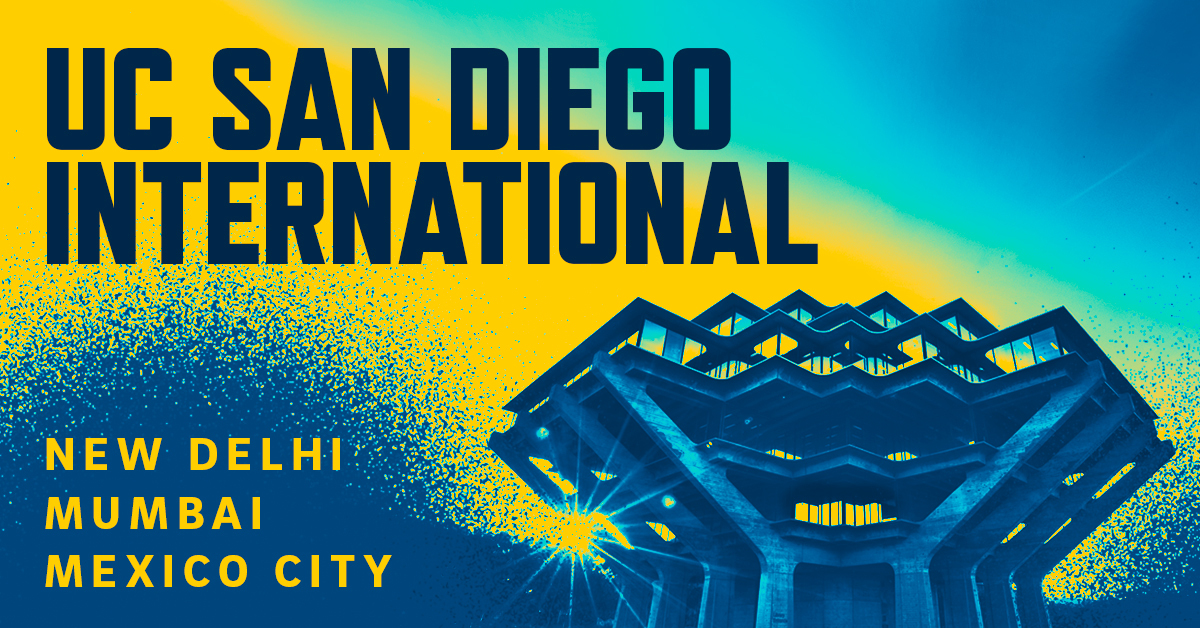 UC San Diego is going International! 🌎 This spring, join us in New Delhi, Mumbai, and Mexico City for exclusive evenings with campus leadership and fellow Tritons. See how we're educating the next generation of global changemakers. Learn more: bit.ly/4ahDL0D 🔱