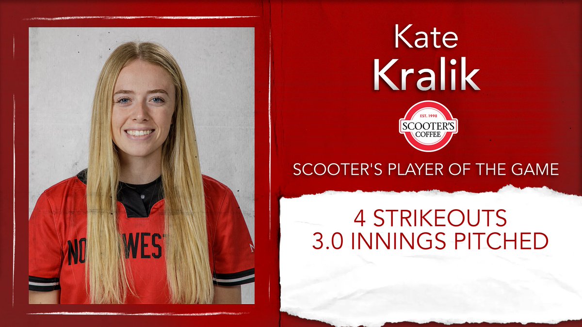 🥎 Kate Kralik leads the way in strikeouts in a team shutout, earning today's <a href="/scooterscoffee/">Scooter's Coffee</a> Player of the Game recognition!

#RaidersStandOut | <a href="/NWCSoftball/">Northwestern College Softball 🥎</a>