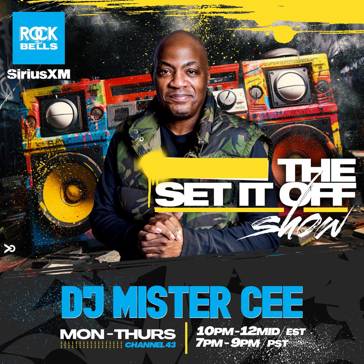2NITE!!! THE SET IT OFF SHOW WIT @djmistercee AIRING MON-THURS 10PM-12MID(EAST COAST) 7PM-9PM(WEST COAST) ON LL COOL J @llcoolj ROCK THE BELLS RADIO @rockthebells ON SIRIUS XM CHANNEL 43!!! @siriusxm PLAYING CLASSIC/TIMELESS HIP HOP FROM THE 80’s 90’s & 2000’S!!!