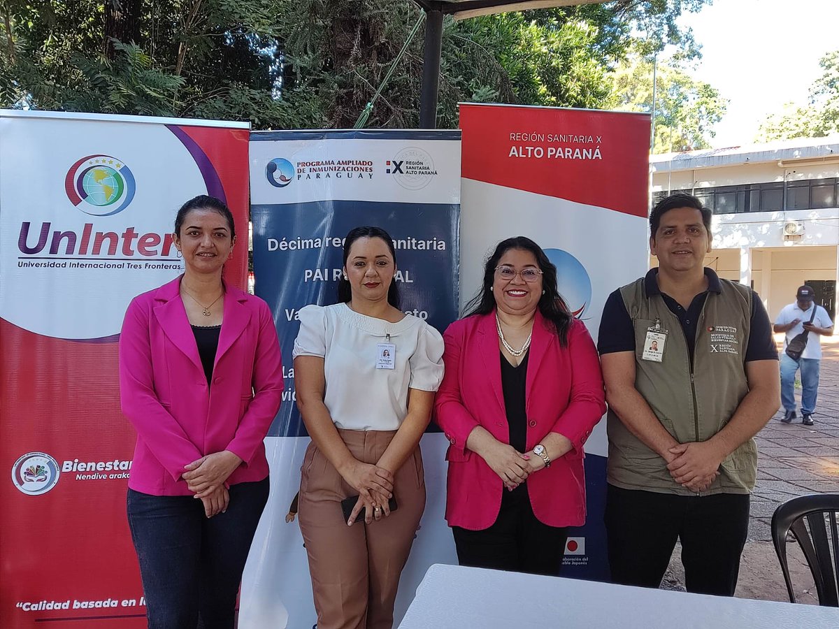 ¡Feliz de participar en el lanzamiento de la campaña de vacunación contra influenza y covid-19 en Alto Paraná! Junto a Noelia Torres, directora de la X Región Sanitaria, Sergio Cetrini del @pai_mspbs y Lourdes Fleitas de la @AltoParanaGober promovimos la importancia de vacunarse.…