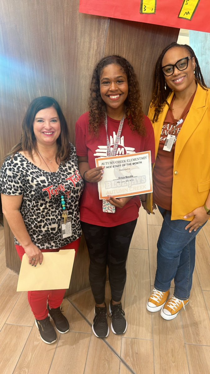 Congratulations for @MsBoutteCoaches for our staff member of the month. Well deserved. We are so thankful for you! @HumbleISD_ACE @LisaNewcomb_ace @HumbleISD