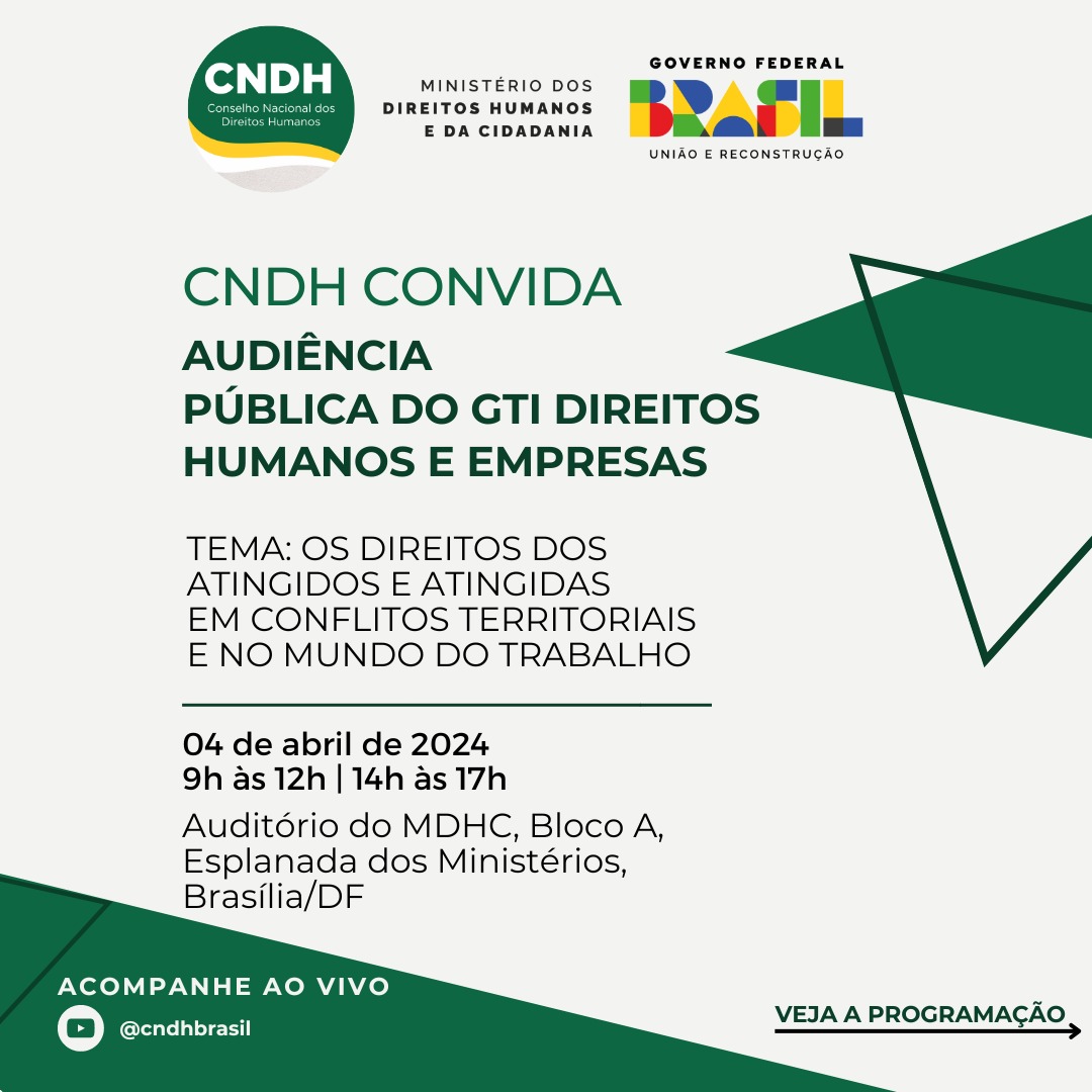 Nesta quinta-feira, 04 de abril, em Brasília, no Auditório do MDHC.