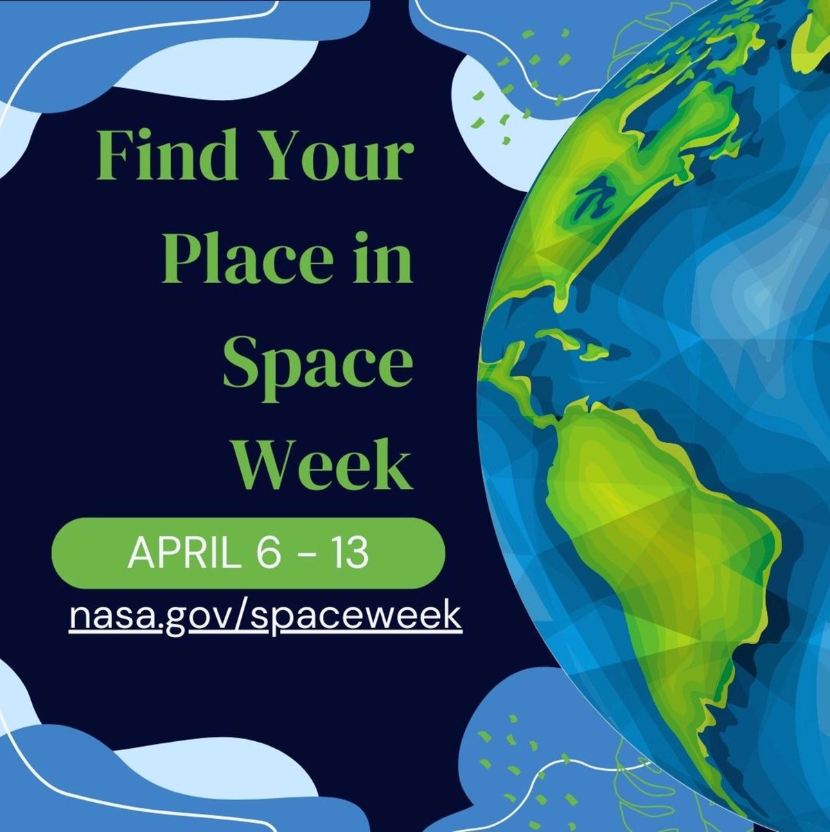 Are you ready to #FindYourPlaceInSpace? From April 6-13, join ED & our government partners as we explore the space industry and take a deep dive into all it has to offer. Find events in your area: nasa.gov/spaceweek/