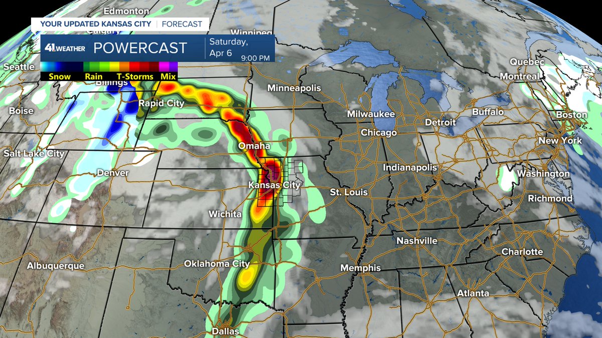 We are in for better weather Thursday & Friday with highs 55-60. However, tonight & Thursday night will see lows around 32. Thursday night looks the coldest. Our next T-Storm chance is increasing for Saturday night. Right now the severe threat is very low. @kshb41