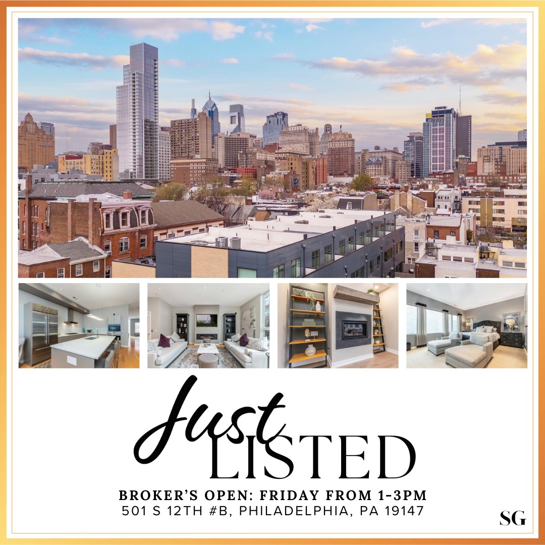 Don't miss our Broker's Open this Friday from 1 to 3pm at 501 S 12th St #B!

search.thesivelgroup.com/brightmls/1-PA…

#centercityviews #beautifulview #dreamhomes #luxehomes #walktoeverything #fireplace #onthemarket #beautifullydesigned #fashiondistrictshopping #perfectlocation #rooftopviews