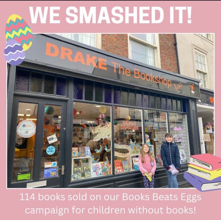 WE SMASHED IT! This easter 2 North East girls Naomi & Ally launched a book-raising campaign in partnership with @teesvalleyed & DRAKE to put books in the hands of children with less. We smashed our target! 114 books are going to kids who need them. Thanks to all who contributed