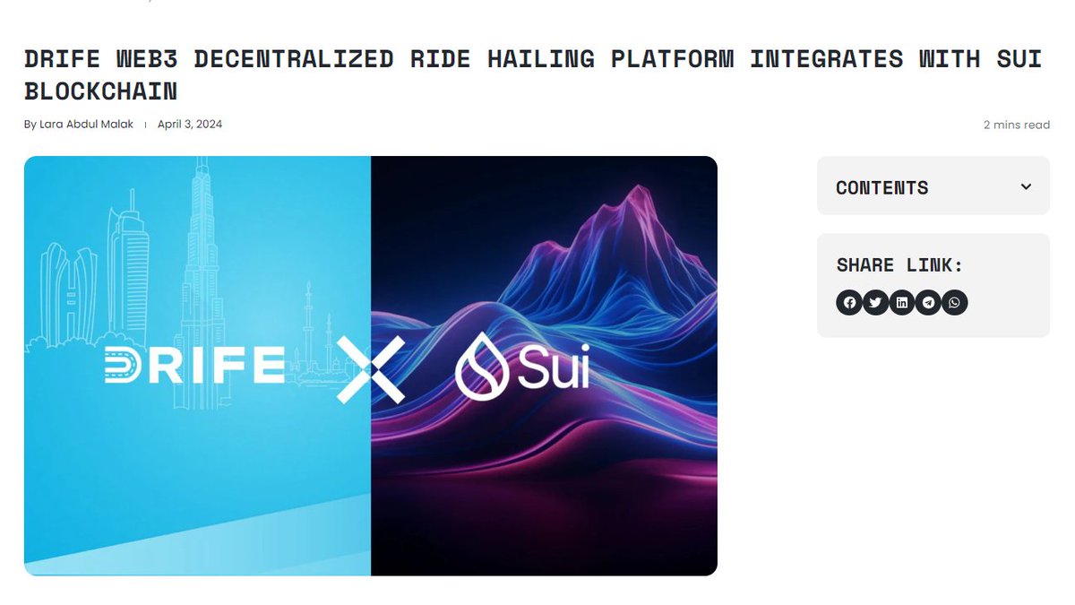DRIFE (@drife_official) on Twitter photo DRIFE Featured On Cryptopolitan 🚙
We're delighted to have been featured in <a href="/CPOfficialtx/">Cryptopolitan</a>'s latest article which covered our recent integration with $SUI.
The article also dived into:
→ Use case and utility.
→ Why we chose SUI.
→ DRIFE disrupting the Taxi 2.0 market (Uber & DRIFE Featured On Cryptopolitan 🚙
We're delighted to have been featured in <a href="/CPOfficialtx/">Cryptopolitan</a>'s latest article which covered our recent integration with $SUI.
The article also dived into:
→ Use case and utility.
→ Why we chose SUI.
→ DRIFE disrupting the Taxi 2.0 market (Uber &