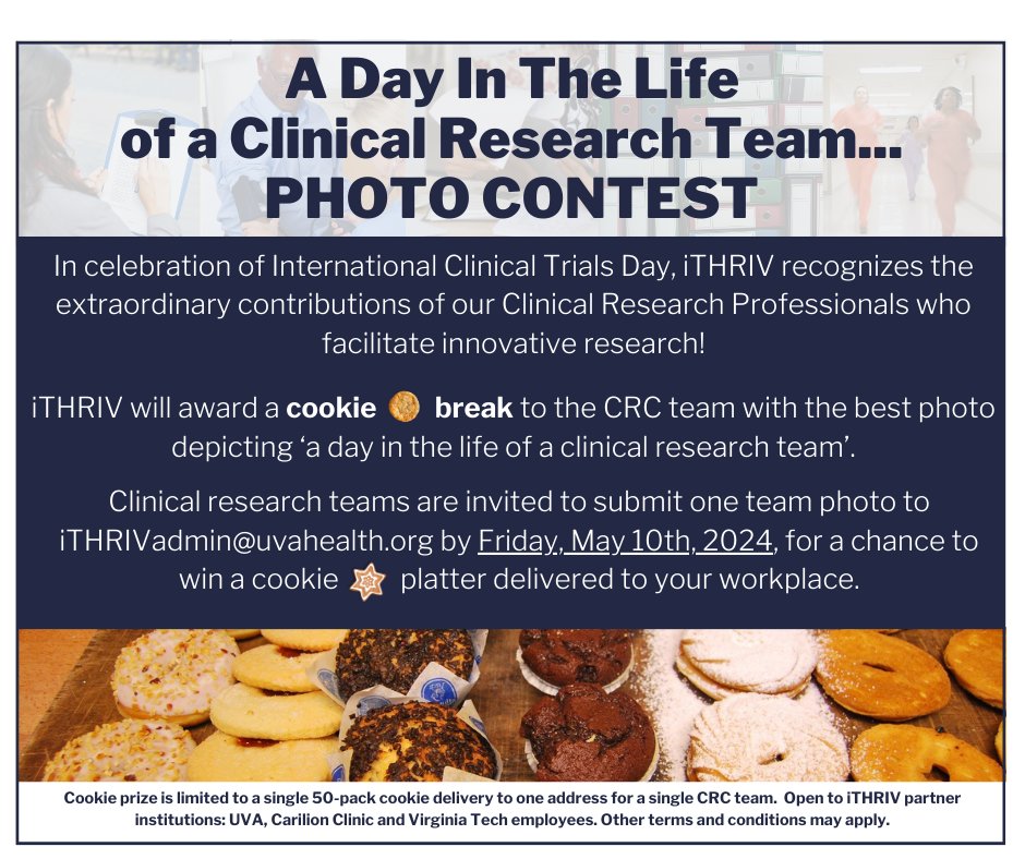 Clinical research is hard! iTHRIV is so thankful to all the clinical research coordinators! SHOW US WHAT YOUR DAY IS REALLY LIKE! 😊 AND WIN COOKIES. 🍪🍪🍪 Open to teams at iTHRIV partner institutions: UVA, Carilion Clinic and Virginia Tech.