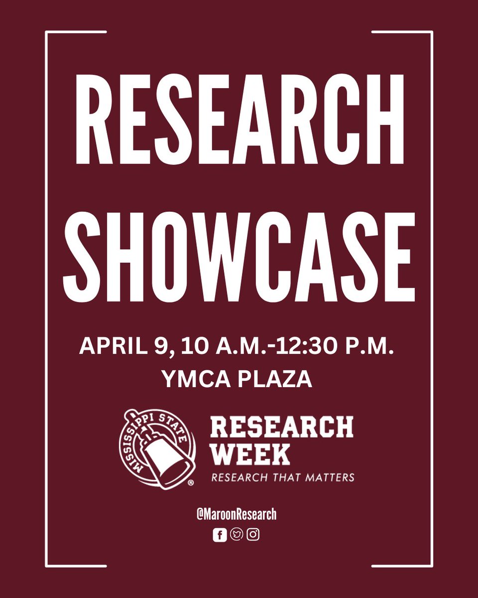 Make plans to stop by the Research Showcase next Tuesday on the YMCA Plaza to learn more about research happening at MSU and how students can get involved! #ResearchThatMatters