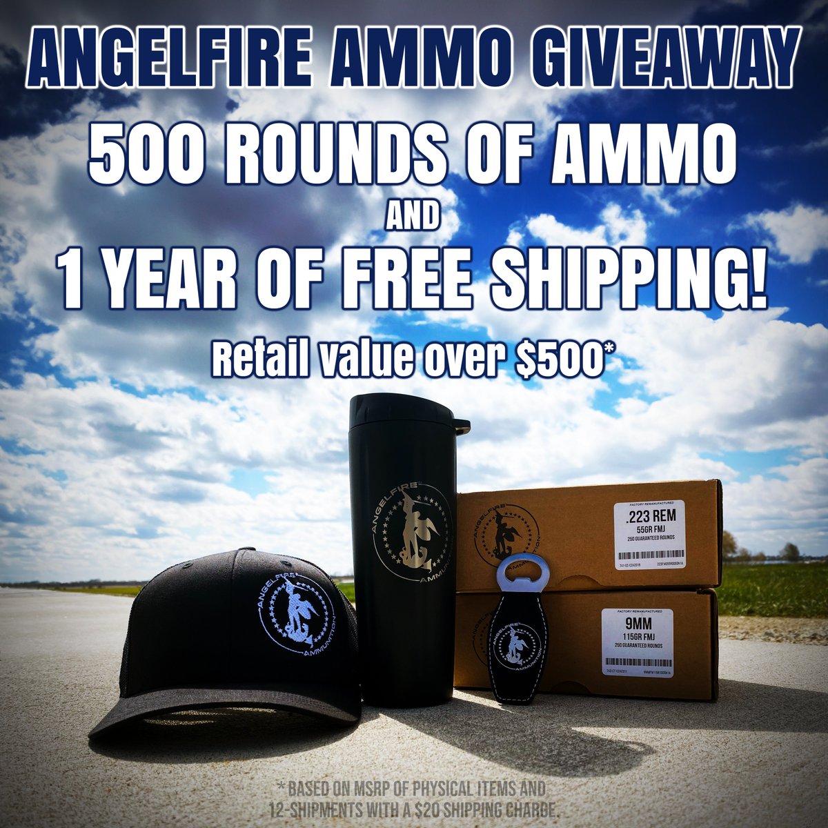 angelfireammo's tweet image. 🔥 Win 500 rounds of AngelFire Ammo + a YEAR of FREE shipping! Includes exclusive AngelFire hat, tumbler, and bottle opener! ✨#Ammo #Giveaway #Win #WinBig #FreeShipping

Enter now: go.angelfireammo.com/giveaway 🎯